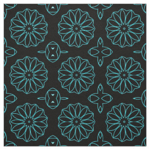 Dekoratives Schwarz & Blau Trendy Geometric Muster Stoff
