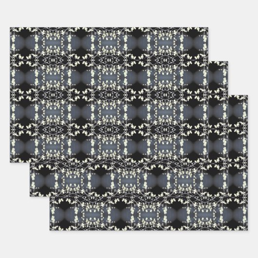 Dekoratives Schwarz-Weiß-Muster Geschenkpapier Set (Set)