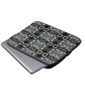 Dekoratives Schwarz-Weiß-Muster Laptopschutzhülle (Vorne Knopf)