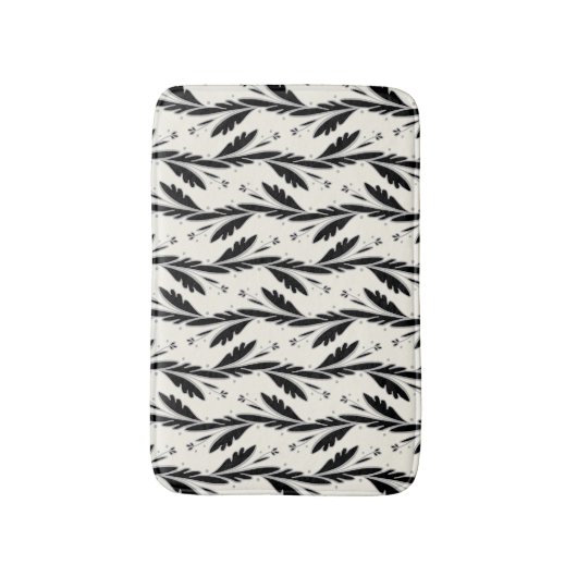 Dekoratives Schwarzes Weinmuster Badematte (Vorderseite Vertikal)