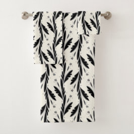 Dekoratives Schwarzes Weinmuster Badhandtuch Set