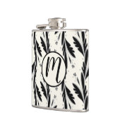 Dekoratives Schwarzes Weinmuster Flachmann (Links)