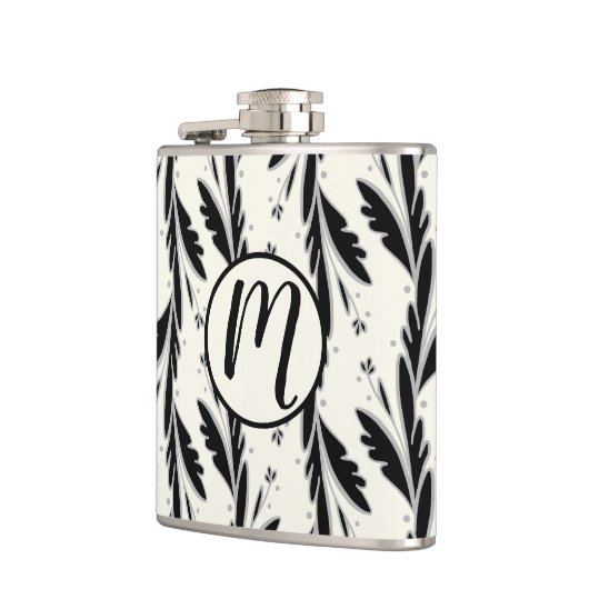 Dekoratives Schwarzes Weinmuster Flachmann (Links)