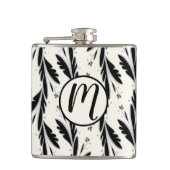 Dekoratives Schwarzes Weinmuster Flachmann (Vorderseite)