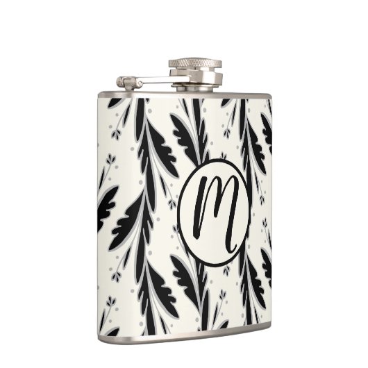 Dekoratives Schwarzes Weinmuster Flachmann (Rechts)