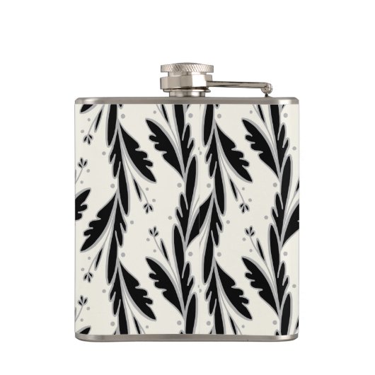 Dekoratives Schwarzes Weinmuster Flachmann (Rückseite)