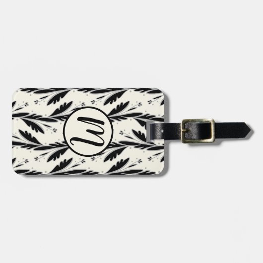 Dekoratives Schwarzes Weinmuster Gepäckanhänger (Vorderseite horizontal)