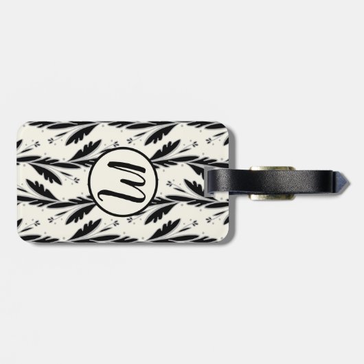 Dekoratives Schwarzes Weinmuster Gepäckanhänger (Rückseite horizontal)