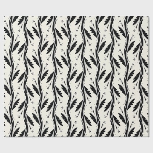 Dekoratives Schwarzes Weinmuster Geschenkpapier (Flach)