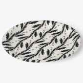 Dekoratives Schwarzes Weinmuster Pappteller (Schrägansicht)