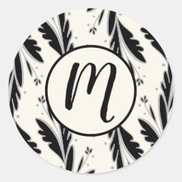 Dekoratives Schwarzes Weinmuster Runder Aufkleber