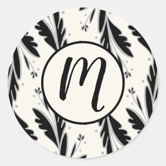 Dekoratives Schwarzes Weinmuster Runder Aufkleber (Vorderseite)