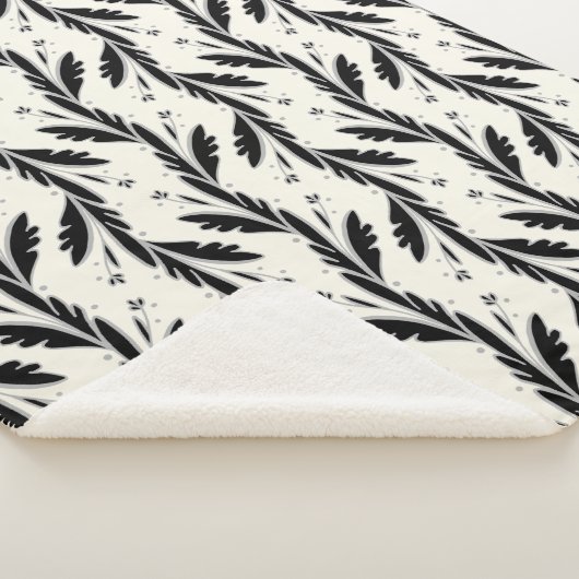 Dekoratives Schwarzes Weinmuster Sherpadecke (3/4)