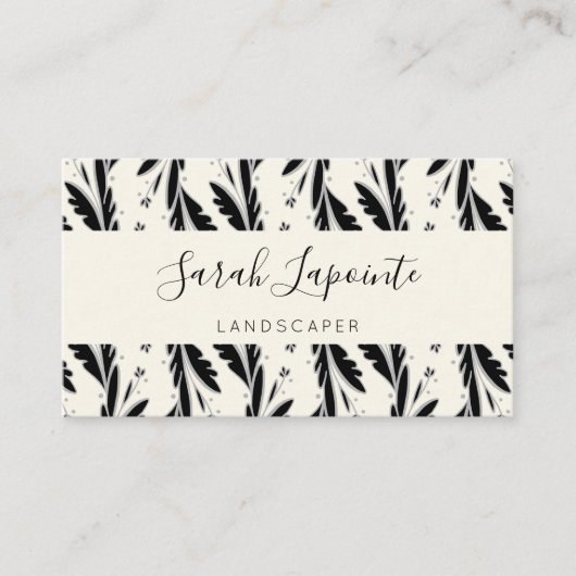 Dekoratives Schwarzes Weinmuster Visitenkarte (Vorderseite)