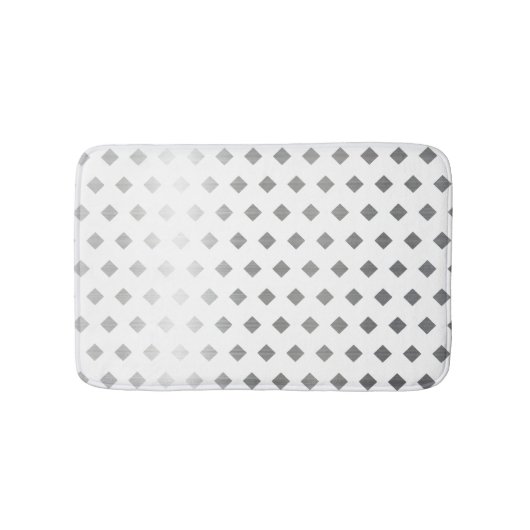 Dekoratives Silbergrau-weißes Diamantmuster Badematte (Vorderseite)
