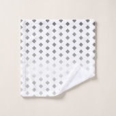 Dekoratives Silbergrau-weißes Diamantmuster Badhandtuch Set (Waschlappen)