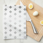 Dekoratives Silbergrau-weißes Diamantmuster Geschirrtuch (Viertel Falte)