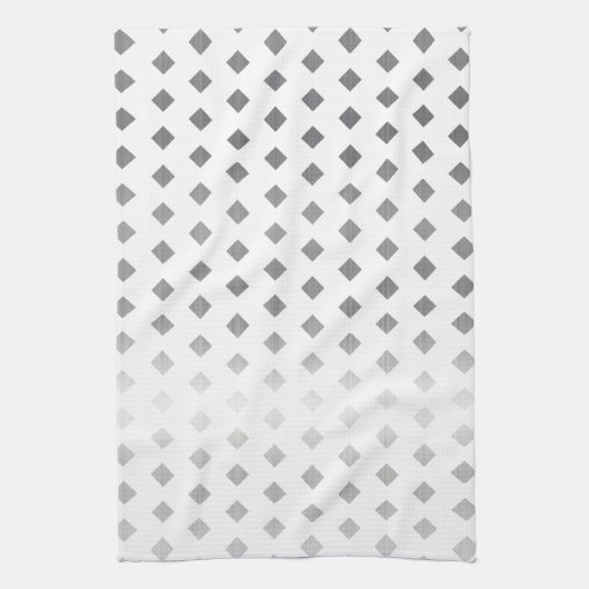 Dekoratives Silbergrau-weißes Diamantmuster Geschirrtuch (Vertikal)
