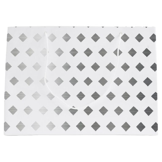 Dekoratives Silbergrau-weißes Diamantmuster Große Geschenktüte (Vorderseite)