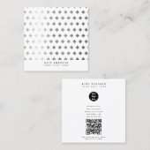 Dekoratives Silbergrau-weißes Diamantmuster Quadratische Visitenkarte (Vorne/Hinten)