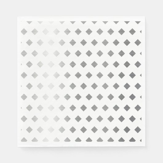 Dekoratives Silbergrau-weißes Diamantmuster Serviette (Vorderseite)