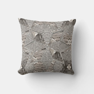 Dekoratives Silver Gray Look Elegantes Star Muster Kissen