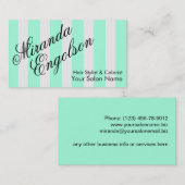 Dekoratives Skript Türkisfarbene Streifen Visitenkarte (Vorne/Hinten)