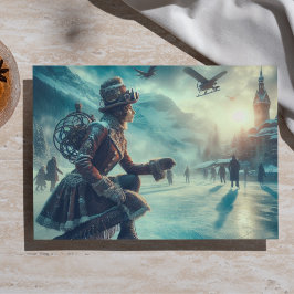 Dekoratives Steampunk-Fantasy-Winter-Botenbild Seidenpapier