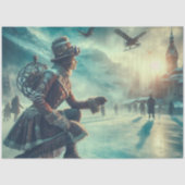 Dekoratives Steampunk-Fantasy-Winter-Botenbild Seidenpapier (Vorderseite)