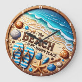 Dekoratives Strandambiente und Sanddesign Große Wanduhr (Vorderseite)