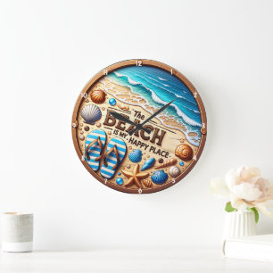Dekoratives Strandambiente und Sanddesign Große Wanduhr