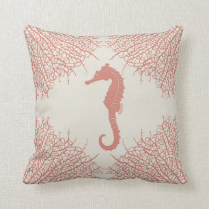 Dekoratives Throwkissen mit Seepferd und Koralle Kissen