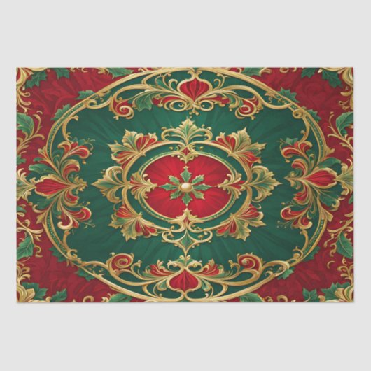 Dekoratives Tissue (Red Green Floral) Seidenpapier (Vorderseite)