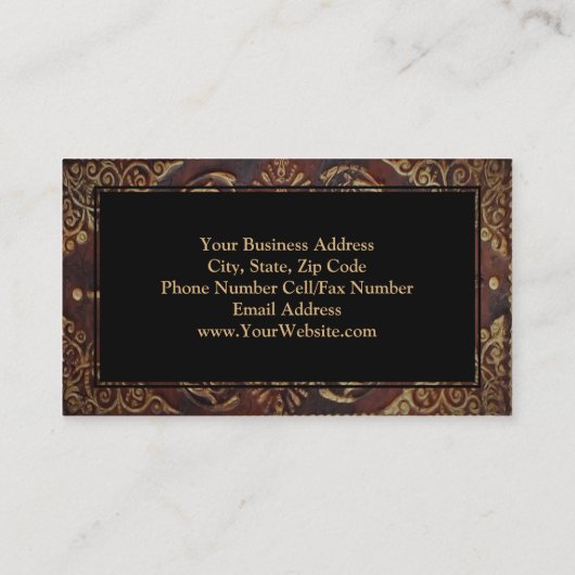 Dekoratives Vintag antikes Ledergoldbuch Visitenkarte (Rückseite)