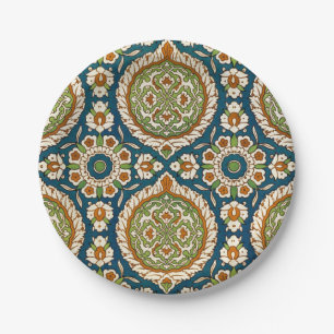 Dekoratives vintage arabisches Blumenmuster Pappteller