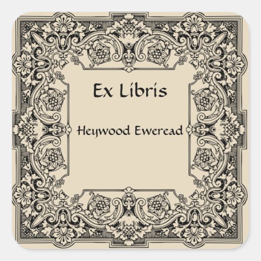 Dekoratives Vintages Blühtest-Rahmen-Buchzeichen Quadratischer Aufkleber (Vorderseite)