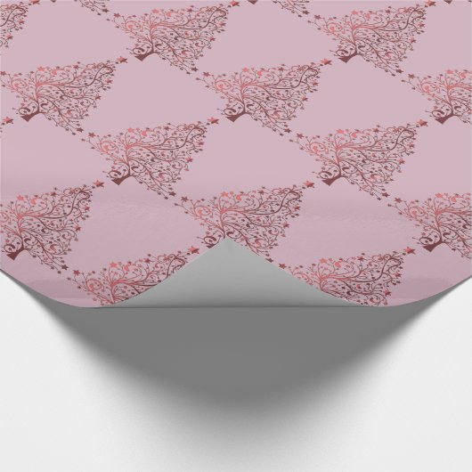 Dekoratives weiches rosa Weihnachtsbaum-Muster Geschenkpapier (Ecke)