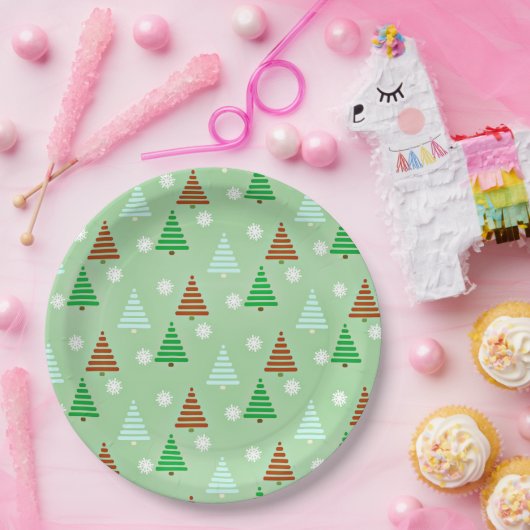 Dekoratives Weihnachtsbaummuster Pappteller (Party)
