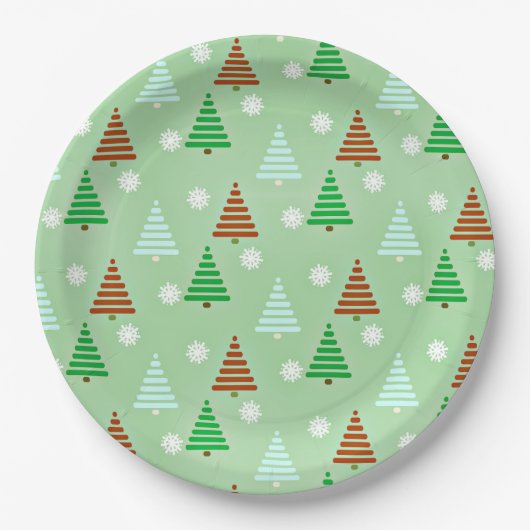 Dekoratives Weihnachtsbaummuster Pappteller (Vorderseite)