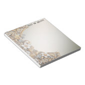 Dekoratives, weißes, florales Notizblock aus Gold (angewinkelt)