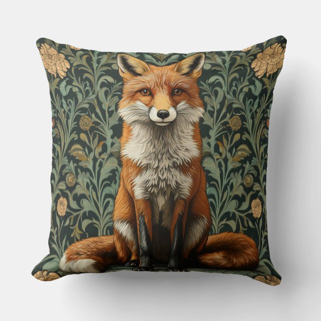 Dekoratives William Morris Fox Kissen (Vorderseite)