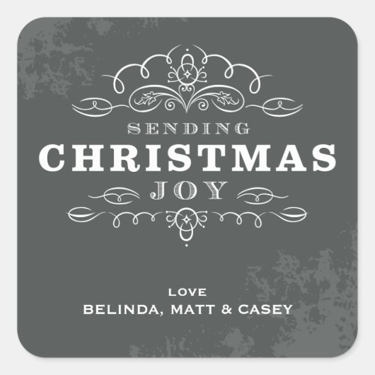 DEKORATIVES WRAP-ETIKETT: Weihnachtsfreude 3 Quadratischer Aufkleber (Vorderseite)