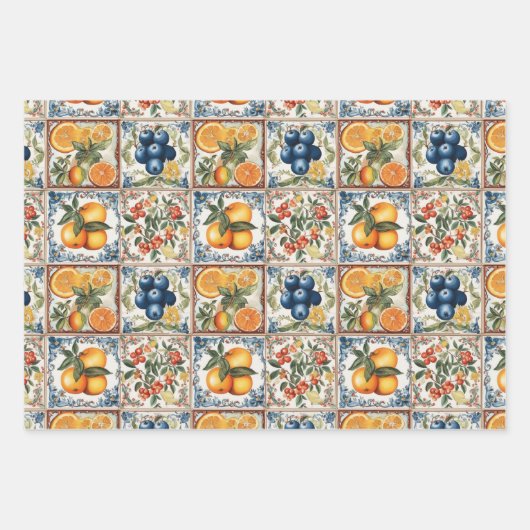 DEKORATIVPAPIER FÜR SIZILIANISCHES OBSTBLUMENFLORA GESCHENKPAPIER SET (Vorderseite 2)