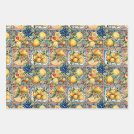 DEKORATIVPAPIER FÜR SIZILIANISCHES OBSTBLUMENFLORA GESCHENKPAPIER SET