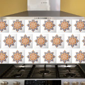 Dekorfliesen Medallion orange und blau Fliese