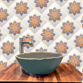 Dekorfliesen Medallion orange und blau Fliese