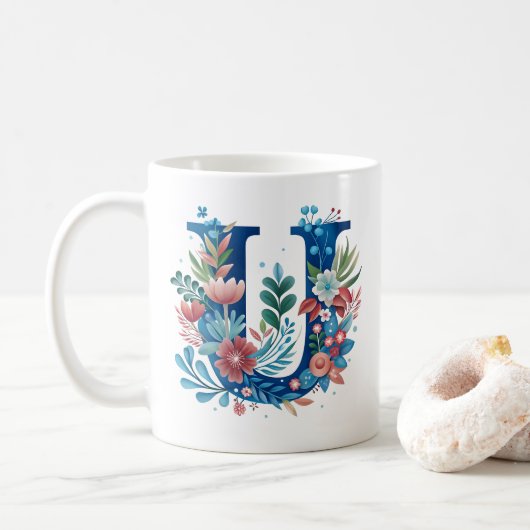Dekorflormonogramm "U" Kaffeetasse (Mit Donut)