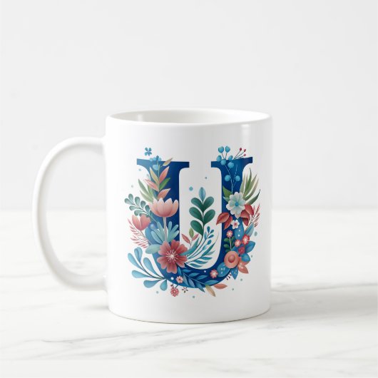 Dekorflormonogramm "U" Kaffeetasse (Links)