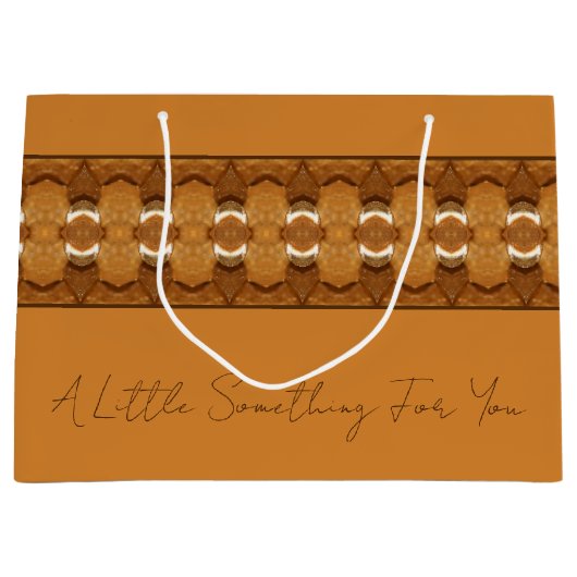 Dekorgold mit Braun Große Geschenktüte (Vorderseite)