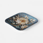 Dekorgold und aquamarin blaues Blumendesign Pappteller (Gewinkelt)